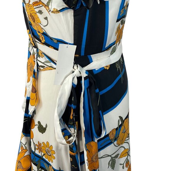 Gigi Parker X-Small Hi-Low Wrap Dress Floral Scarf V-Neck Ruffled Cap Sleeve New - Picture 8 of 13